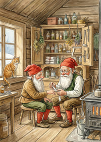 Twee elfen creëren magie in een rustieke hut-3