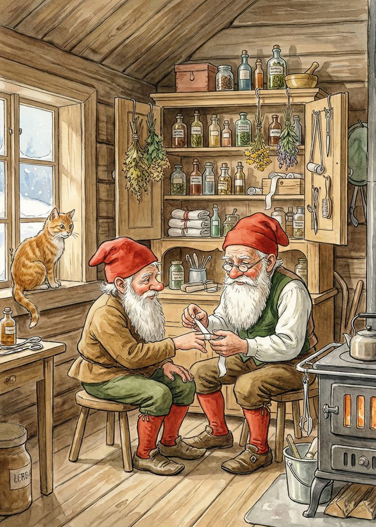 Twee elfen creëren magie in een rustieke hut-12