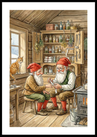 Twee elfen creëren magie in een rustieke hut-0