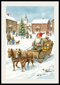 De Kerstman brengt cadeautjes naar een besneeuwd dorp-2