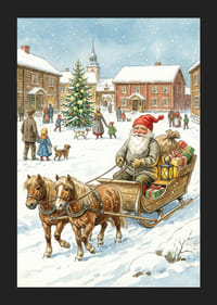 De Kerstman brengt cadeautjes naar een besneeuwd dorp-5