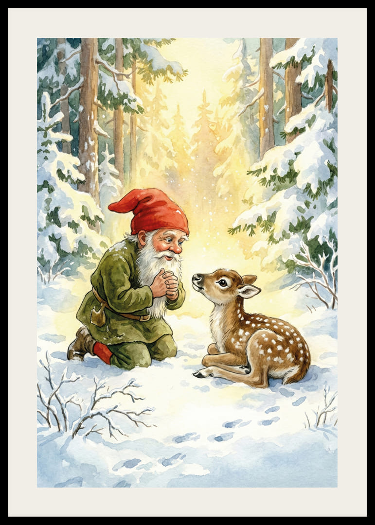 Troll e cervi nella magica luce della foresta invernale-12