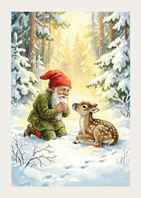 Troll and deer in the magical light of the winter forest-3