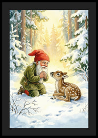 Troll and deer in the magical light of the winter forest-4
