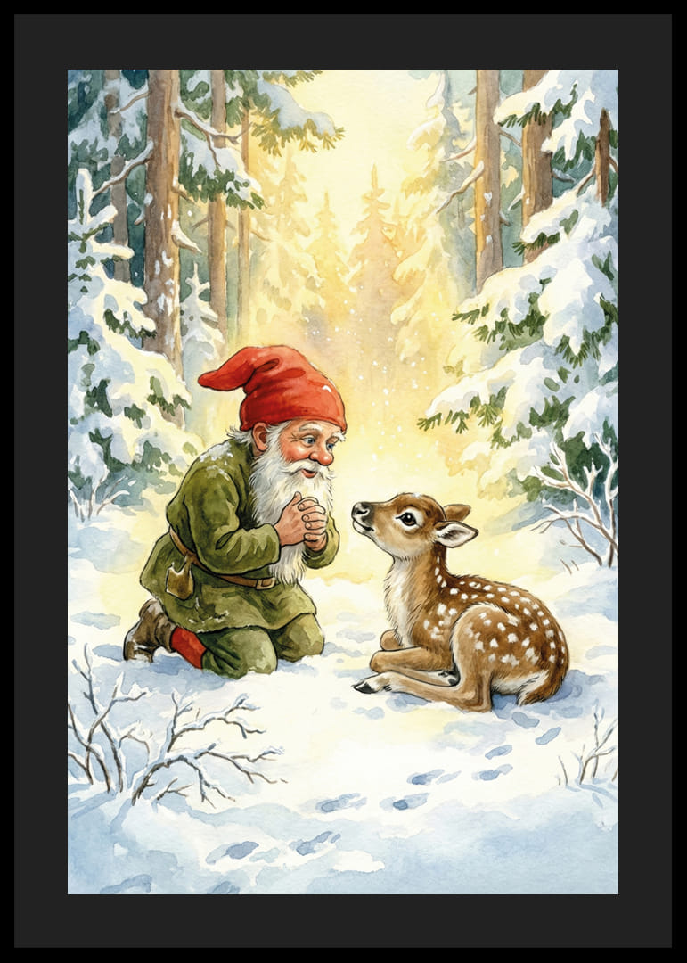 Troll e cervi nella magica luce della foresta invernale-12