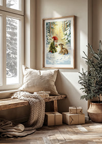 Troll and deer in the magical light of the winter forest-8