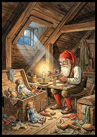 Mysig tomteverkstad i ljus skapar magi-6