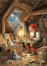 Mysig tomteverkstad i ljus skapar magi-7