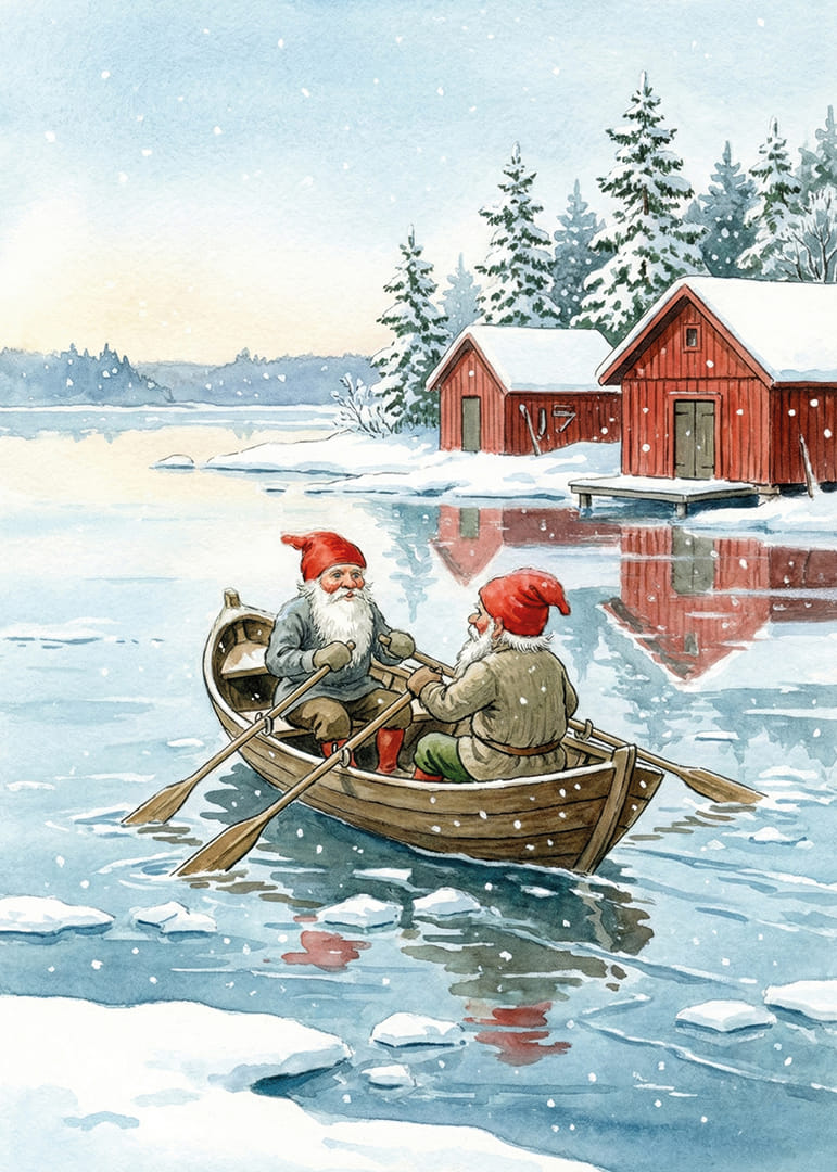 Les elfes sur l'eau glacée donnent une impression hivernale magique-12