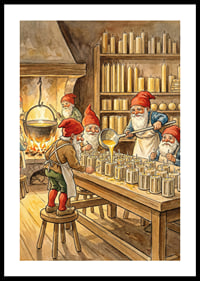 Le gnome fabrique des bougies dans un atelier confortable-0