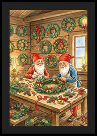 Deux elfes confectionnent des couronnes de Noël avec amour et joie-4