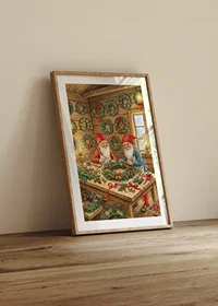 Two elves create Christmas wreaths with love and joy-8