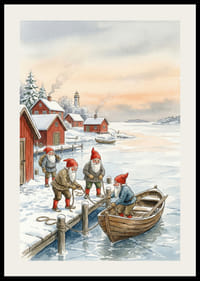 Ambiance de Noël sur la jetée avec des lutins se détachant sur un ciel d'hiver-2