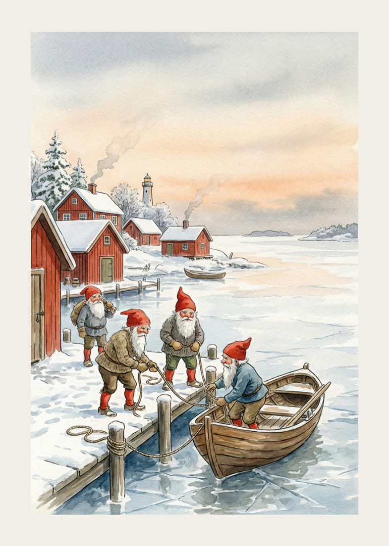 Ambiance de Noël sur la jetée avec des lutins se détachant sur un ciel d'hiver-12