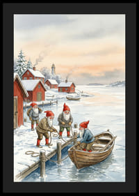 Ambiance de Noël sur la jetée avec des lutins se détachant sur un ciel d'hiver-4