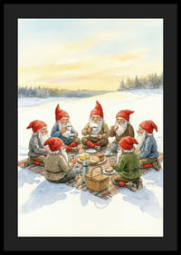 Elfen genieten van een gezellige winterpicknick bij zonsondergang-4