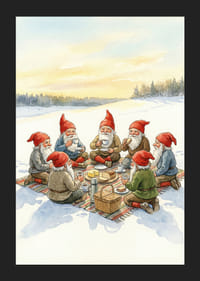 Elfen genieten van een gezellige winterpicknick bij zonsondergang-5