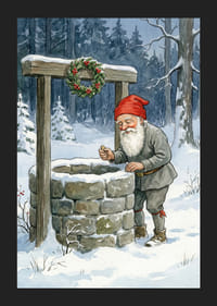 Un elfe près d'un puits à souhaits dans un paysage hivernal-5