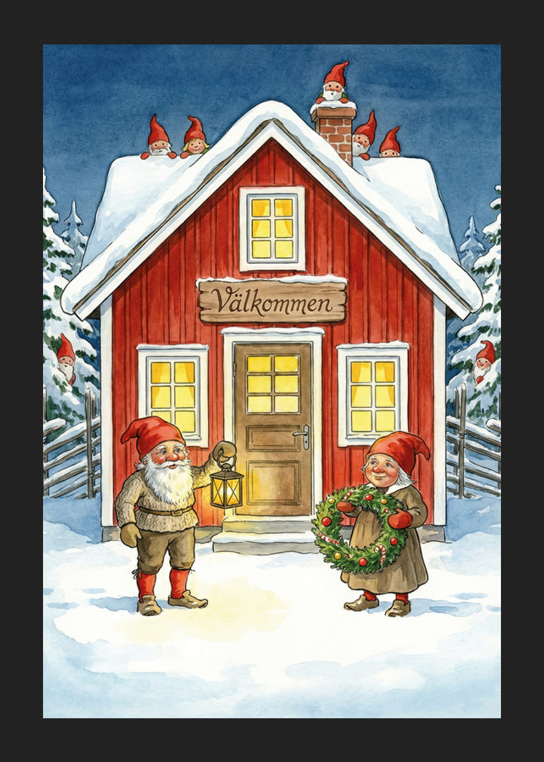 Nisser byder velkommen med krans og lanterne i vintersne-12