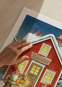 Elfen verwelkomen met krans en lantaarn in de wintersneeuw-5