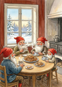 Felrode en gezellige koffie met elfjes in een winterhut-3