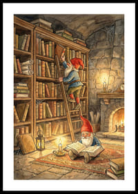 Twee elfjes lezen in een gezellige bibliotheek-0