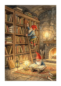 Twee elfjes lezen in een gezellige bibliotheek-1