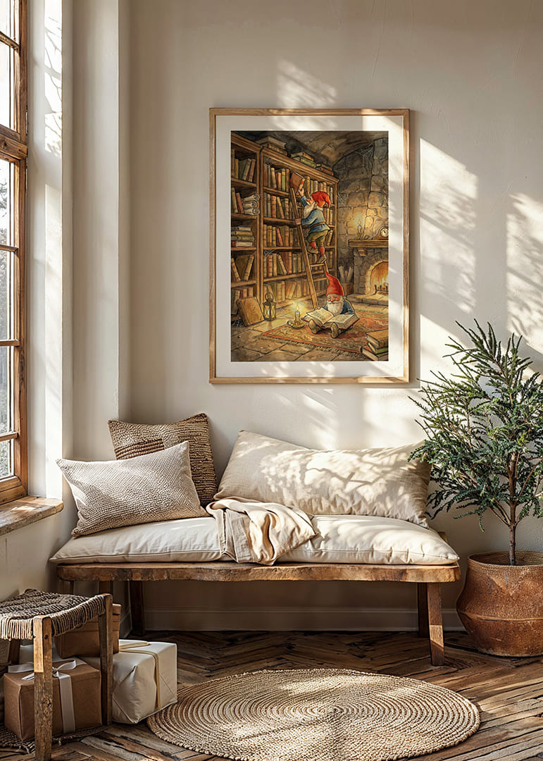 Twee elfjes lezen in een gezellige bibliotheek-12