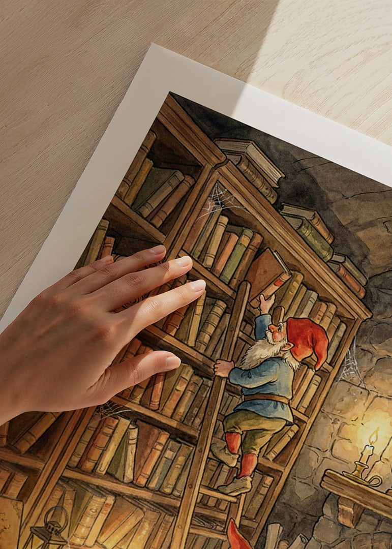 Two elves reading in a cozy library-12