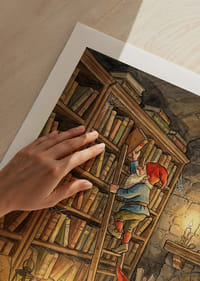 Twee elfjes lezen in een gezellige bibliotheek-5