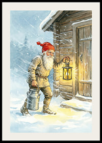 A Santa with a lantern and a milk bucket in sparkling snow-2