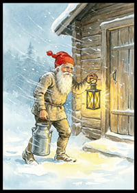 A Santa with a lantern and a milk bucket in sparkling snow-6