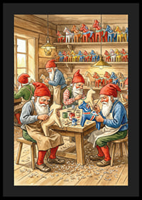 The elves carve Dala horses in a cozy workshop-4