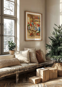 De elfen snijden Dala-paarden in een gezellige werkplaats-4