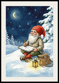 Santa Claus under a starry sky creates magic in the snow-2