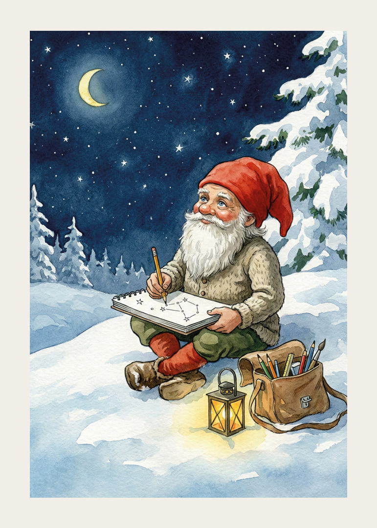 Santa Claus under a starry sky creates magic in the snow-12