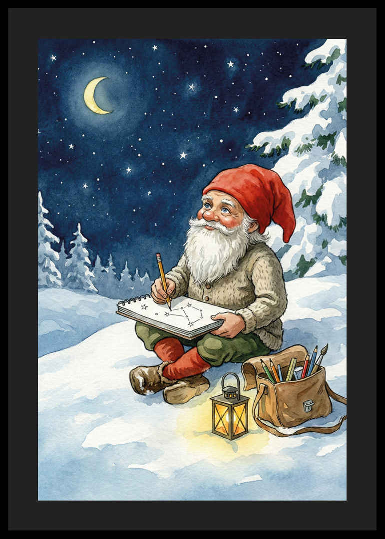 Santa Claus under a starry sky creates magic in the snow-12