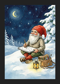 Santa Claus under a starry sky creates magic in the snow-5