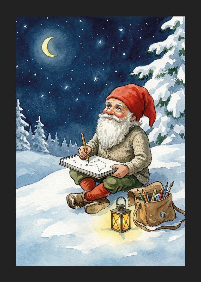 Santa Claus under a starry sky creates magic in the snow-12