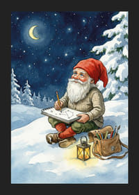 Santa Claus pod hviezdnou oblohou vytvára kúzla v snehu-5