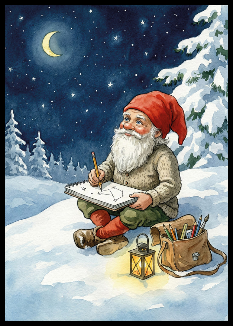 Santa Claus under a starry sky creates magic in the snow-12