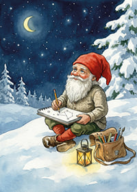 Santa Claus under a starry sky creates magic in the snow-7