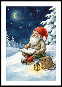 Santa Claus under a starry sky creates magic in the snow-0