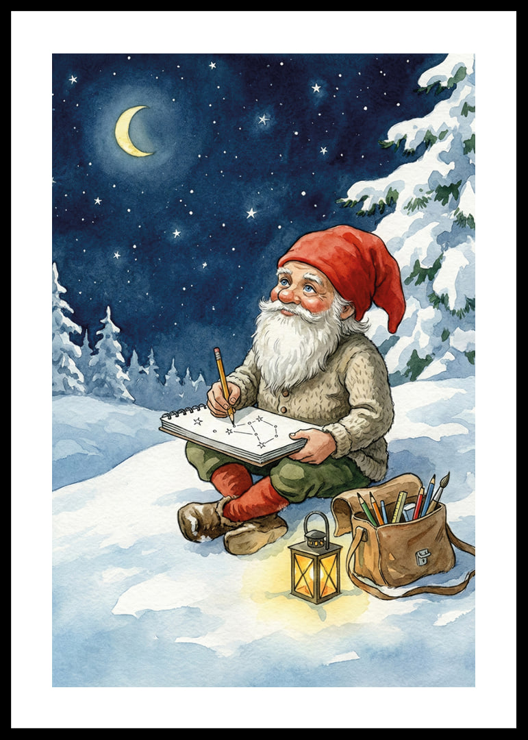 Santa Claus under a starry sky creates magic in the snow-12