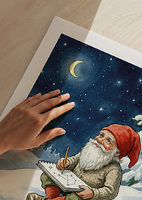 Santa Claus under a starry sky creates magic in the snow-9