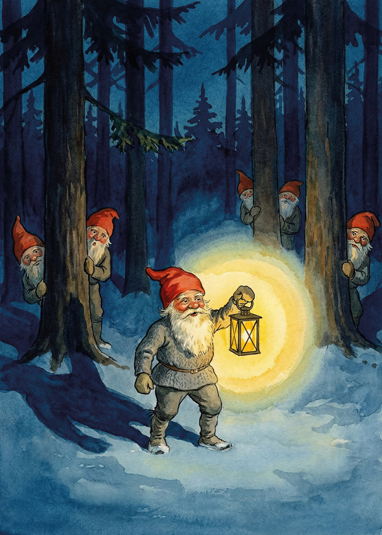 A magical forest sparkles with mysterious elves in winter style-12