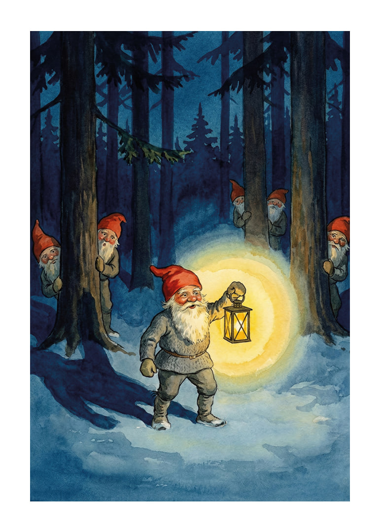 A magical forest sparkles with mysterious elves in winter style-12