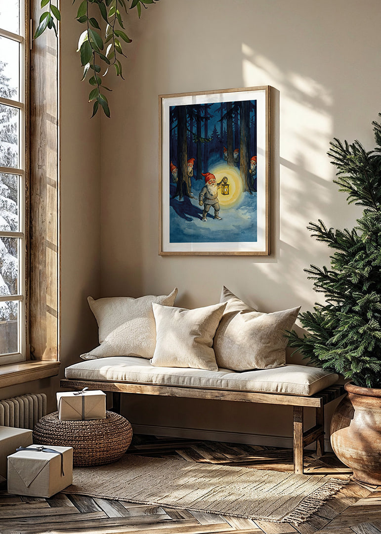 A magical forest sparkles with mysterious elves in winter style-12