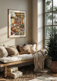 Elfen in een keuken vol blikvoer en koperen rekken-4