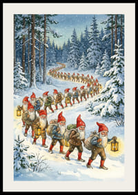 Elfen wandern im magischen Licht durch den Winterwald.-2